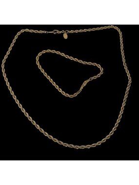 Vintage Ambassador Wheat Chain Jewelry Set Gold Plated Necklace Bracelet Korea